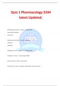 Quiz 1 Pharmacology 5334 latest Updated