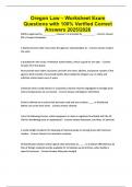 Oregon Law &ndash; Worksheet Exam Questions with 100&percnt; Verified Correct Answers 2025&sol;2026