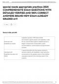 special needs appropriate practices 2025 COMPREHENSIVE EXAM QUESTIONS WITH DETAILED VERIFIED AND 100&percnt; CORRECT ANSWERS BRAND NEW EXAM ALREADY GRADED A&plus;&excl;&excl;