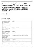 Florida cosmetology theory exam 2025 COMPREHENSIVE EXAM QUESTIONS WITH DETAILED VERIFIED AND 100&percnt; CORRECT ANSWERS BRAND NEW EXAM ALREADY GRADED A&plus;&excl;&excl;