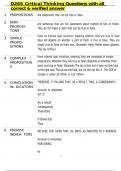 D265 Critical Thinking Questions with all correct & verified answer