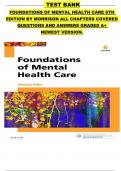  TEST BANK FOUNDATIONS OF MENTAL HEALTH CARE 6TH EDITION BY MORRISON ALL CHAPTERS COVERED QUESTIONS AND ANSWERS GRADED A&plus;  NEWEST VERSION&period;
