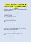 Statistics - Hypothesis Testing UPDATED  ACTUAL  Exam Questions and CORRECT  Answers