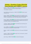 Hypothesis Testing  Bundled Exam Questions WITH  CORRECT Answers