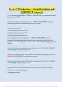 Series 7 Regulations   Exam Questions and  CORRECT Answers