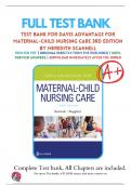 Test Bank for Davis Advantage for Maternal Child Nursing Care 3rd Edition Scannell Chapter 1 - 33 Updated 2025 &vert; 9781719640985 &vert; All Chapters with Answers and Rationals