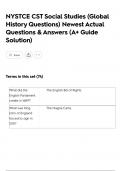 NYSTCE CST Social Studies &lpar;Global History Questions&rpar; Newest Actual Questions & Answers &lpar;A&plus; Guide Solution&rpar;