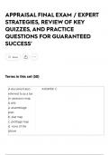 APPRAISAL FINAL EXAM &sol; EXPERT STRATEGIES&comma; REVIEW OF KEY QUIZZES&comma; AND PRACTICE QUESTIONS FOR GUARANTEED SUCCESS&rsquo;