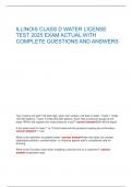 ILLINOIS CLASS D WATER LICENSE  TEST 2025 EXAM ACTUAL WITH  COMPLETE QUESTIONS AND ANSWERS 