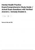 Mental Health Practice Exam&sol;Comprehensive Study Guide &sol; Actual Exam Questions with Verified Answers &sol; Already Graded A