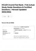 NCLEX Uworld Test Bank &sol; Full Actual Study Guide Questions & Certified Solutions &sol; Newest Updated 2025&sol;2026