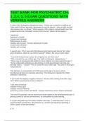 TEST BANK FOR PSYCHIATRIC CH&period; 1 &comma;2&comma;4&comma; 5&comma; 6 EXAM QUESTIONS WITH VERIFIED ANSWERS