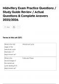 Midwifery Exam Practice Questions &sol; Study Guide Review &sol; Actual Questions & Complete Answers 2025&sol;2026&period;