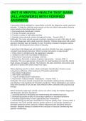 UNIT III MENTAL HEALTH TEST BANK &lpar;ALL ANSWERS&rpar; WITH VERIFIED ANSWERS
