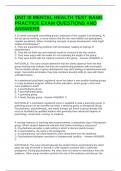 UNIT III MENTAL HEALTH TEST BANK PRACTICE EXAM QUESTIONS AND ANSWERS