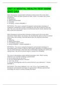 UNIT IV MENTAL HEALTH TEST BANK QUIZ Q&A