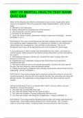 UNIT VII MENTAL HEALTH TEST BANK QUIZ Q&A
