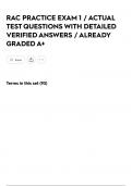 RAC PRACTICE EXAM 1 &sol; ACTUAL TEST QUESTIONS WITH DETAILED VERIFIED ANSWERS &sol; ALREADY GRADED A&plus;