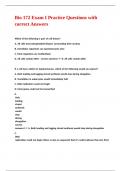 Bio 172 Exam I Practice Questions with correct Answers