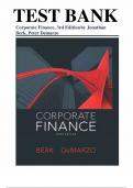 Test Bank for Corporate Finance&comma; 3rd Edition by Jonathan Berk and Peter DeMarzo&comma; All chapters