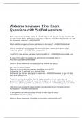Alabama Insurance Final Exam Questions with Verified Answers