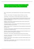 TSFA CERTIFICATION VOCABULARY EXAM QUESTIONS AND ANSWERS