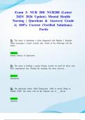 Exam 3&colon; NUR 208&sol; NUR208 &lpar;Latest 2025&sol; 2026 Update&rpar; Mental Health Nursing &vert; Questions & Answers&vert; Grade A&vert; 100&percnt; Correct &lpar;Verified Solutions&rpar;- Fortis