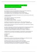 Pharmacoeconomics Final Quiz Questions and Answers