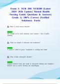 Exam 2&colon; NUR 208&sol; NUR208 &lpar;Latest 2025&sol; 2026 Update&rpar; Mental Health Nursing Guide&vert; Questions & Answers&vert; Grade A&vert; 100&percnt; Correct &lpar;Verified Solutions&rpar;- Fortis