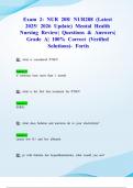 Exam 2&colon; NUR 208&sol; NUR208 &lpar;Latest 2025&sol; 2026 Update&rpar; Mental Health Nursing Review&vert; Questions & Answers&vert; Grade A&vert; 100&percnt; Correct &lpar;Verified Solutions&rpar;- Fortis