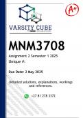 MNM3708 Assignment 2 &lpar;DETAILED ANSWERS&rpar; Semester 1 2025 - DISTINCTION GUARANTEED