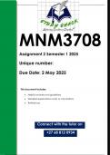 MNM3708 Assignment 2 &lpar;QUALITY ANSWERS&rpar; Semester 1 2025