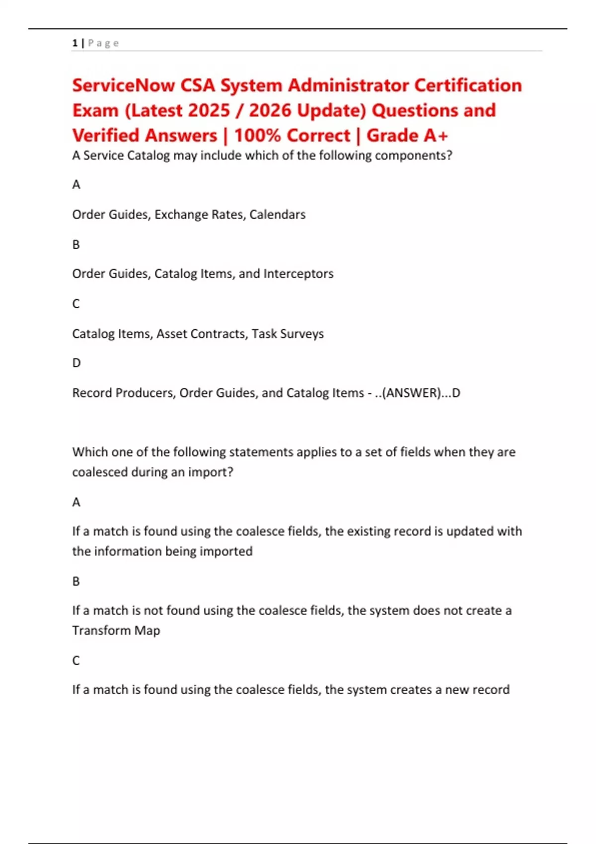 ServiceNow CSA System Administrator Certification Exam (Latest 2025 / ...