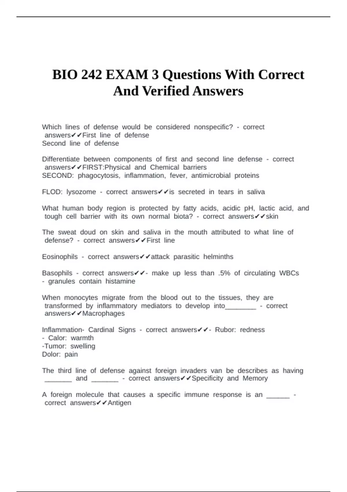 BIO 242 EXAM 3 Questions With Correct And Verified Answers - BIOS 242 ...