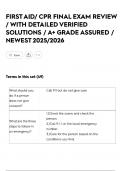 FIRST AID&sol; CPR FINAL EXAM REVIEW &sol; WITH DETAILED VERIFIED SOLUTIONS &sol; A&plus; GRADE ASSURED &sol; NEWEST 2025&sol;2026