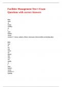 Facilities Management Test 1 Exam Questions with correct Answers