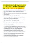 WGU EDUCATIONAL PSYCHOLOGY EXAM QUESTIONS AND ANSWERS 2025 WITH COMPLETE SOLUTION