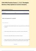 CMA NHA Practice Exams 1&comma; 2 & 3&sol; Strategies Review of Key Quizzes & Correct Answers&period;