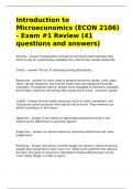 Introduction to Microeconomics &lpar;ECON 2106&rpar; - Exam -1 Review &lpar;41 questions and answers&rpar;&period;