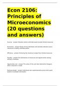 Econ 2106 Principles of Microeconomics &lpar;20 questions and answers&rpar;