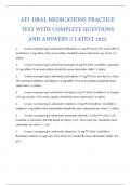 ATI Oral Medications Practice Test &ndash; Latest 2025 &vert; Complete Questions & Answer Key