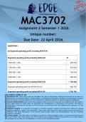 MAC3702 Assignment 2 &lpar;ANSWERS&rpar; Semester 1 2026 - DISTINCTION GUARANTEED