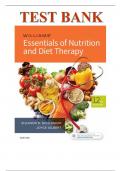 WILLIAMS' ESSENTIALS OF NUTRITION AND DIET THERAPY&comma; 12TH EDITION-Test Bank