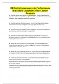 DECA Entrepreneurship Performance Indicators Questions with Correct Answers