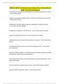 DECA ICDC Entrepreneurship Exam Questions with Correct Answers