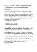 HESI OB &sol; HESI OB &sol; MATERNITY Practice Quiz Exam NEWEST 2025 &sol; 2026 VERSION &vert; ACTUAL EXAM &vert; QUESTIONS WITH VERIFIED ANSWERS &lpar;100&percnt; CORRECT&rpar; GUARANTEED PASS &vert; GRADED A&plus;&excl;