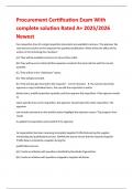 Procurement Certification Exam With complete solution Rated A&plus; 2025&sol;2026 Newest 
