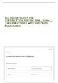 NIC COSMETOLOGY PRE-CERTIFICATION REVIEW&colon; FINAL EXAM 1 &vert; 100 QUESTIONS &vert; WITH COMPLETE SOLUTIONS&excl;&excl;