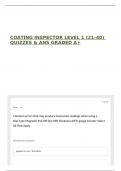 COATING INSPECTOR LEVEL 1 &lpar;21-40&rpar; QUIZZES & ANS GRADED A&plus;