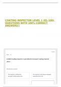 COATING INSPECTOR LEVEL 1 &lpar;81-100&rpar; QUESTIONS WITH 100&percnt; CORRECT ANSWERS&excl;&excl;